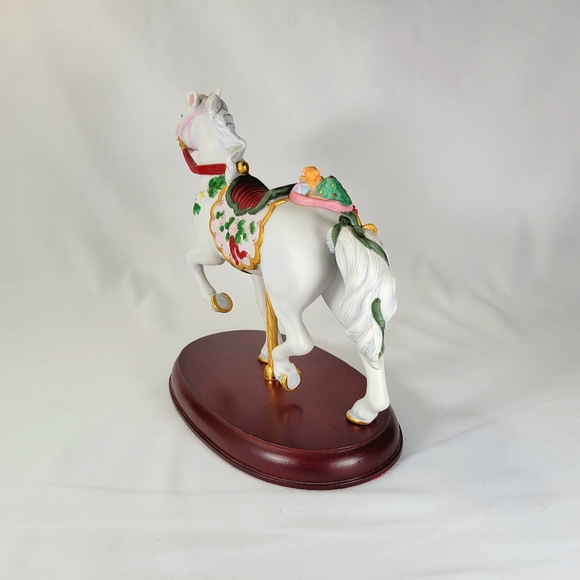 Vintage 1993 Lenox Christmas Carousel Horse Figurine Teddy Bear Wood Base 24k - Picture 9 of 13